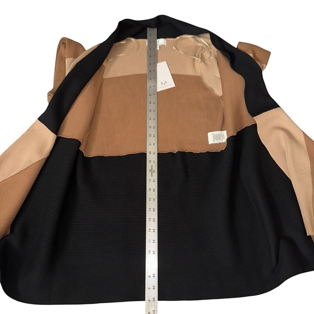 Magaschoni Women’s Color Block Asymmetrical Open Knit Cardigan ~ Size L ~ NWT - Picture 8 of 9